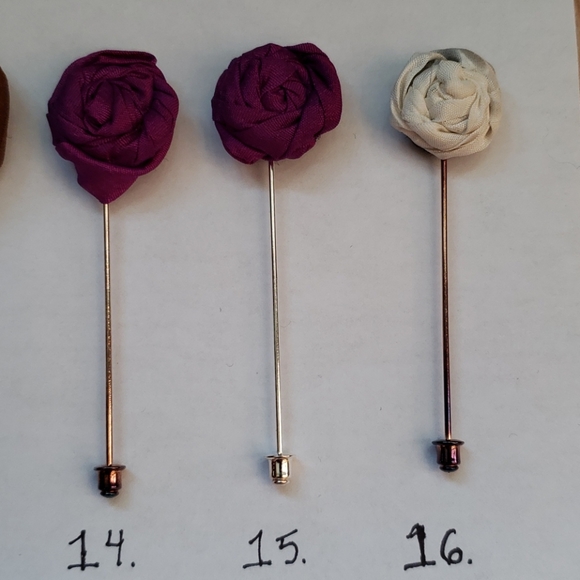 Hand sewn vintage kimono silk lapel stick pins - Picture 8 of 16